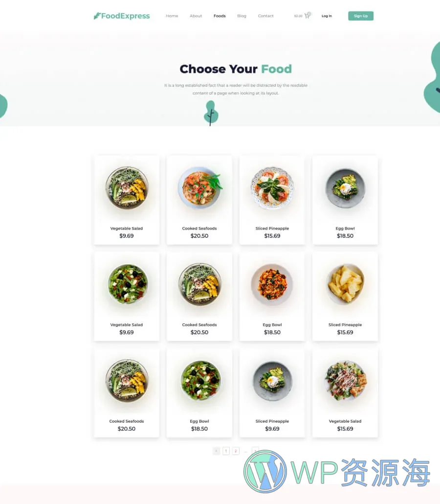 送餐Gutenberg网站模板_一键导入快速建站插图5-WP资源海 Food Express Food Page For Gutenberg