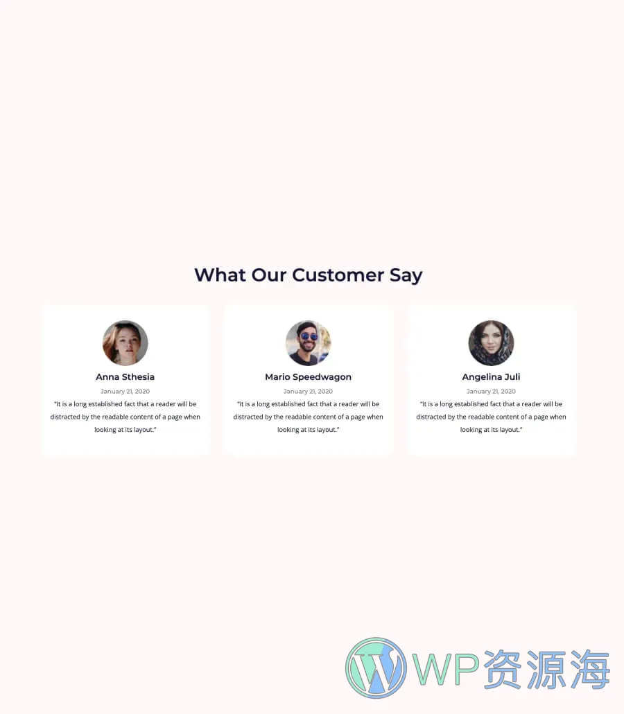 送餐Gutenberg网站模板_一键导入快速建站插图7-WP资源海 Food Express Testimonial Section For Gutenberg