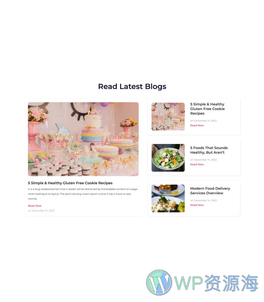 送餐Gutenberg网站模板_一键导入快速建站插图8-WP资源海 Food Express Blog Section For Gutenberg