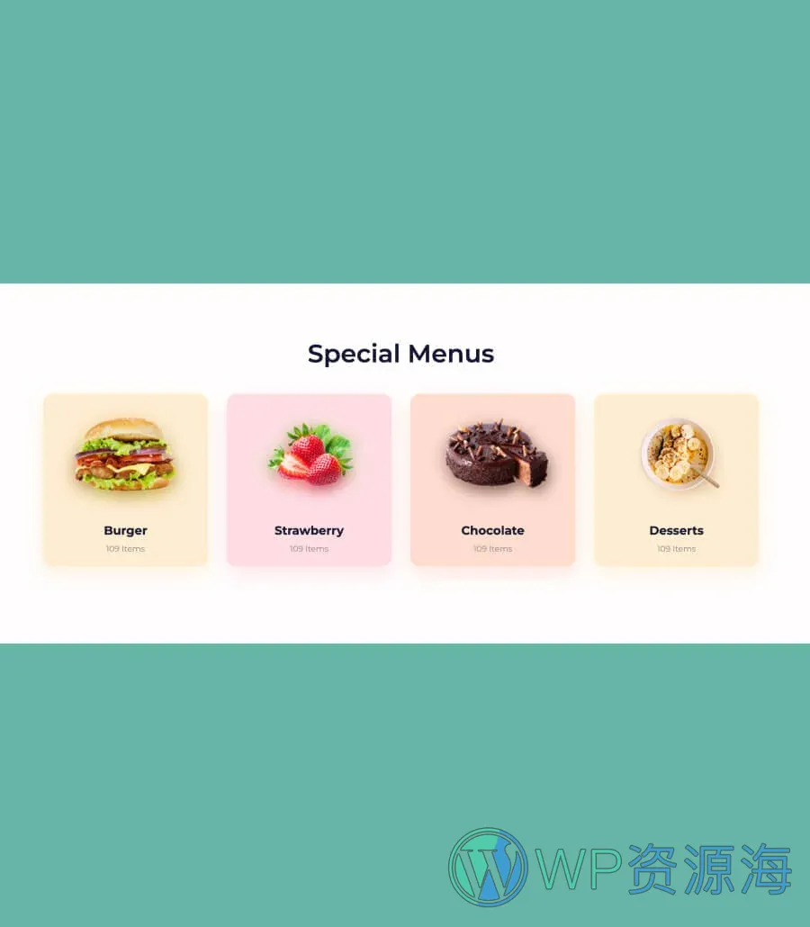送餐Gutenberg网站模板_一键导入快速建站插图6-WP资源海 Food Express Menu Categories Section For Gutenberg