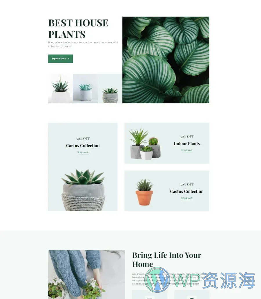 植物商店Gutenberg网站模板_一键导入快速建站插图1-WP资源海 Greenzone Home Page For Gutenberg