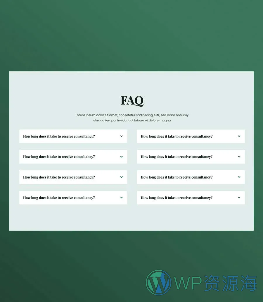 植物商店Gutenberg网站模板_一键导入快速建站插图8-WP资源海 Greenzone FAQ Section For Gutenberg