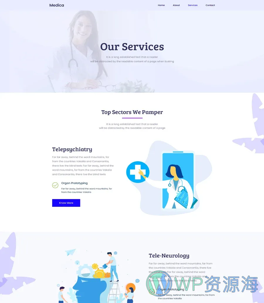 Medica Services Page For Gutenberg