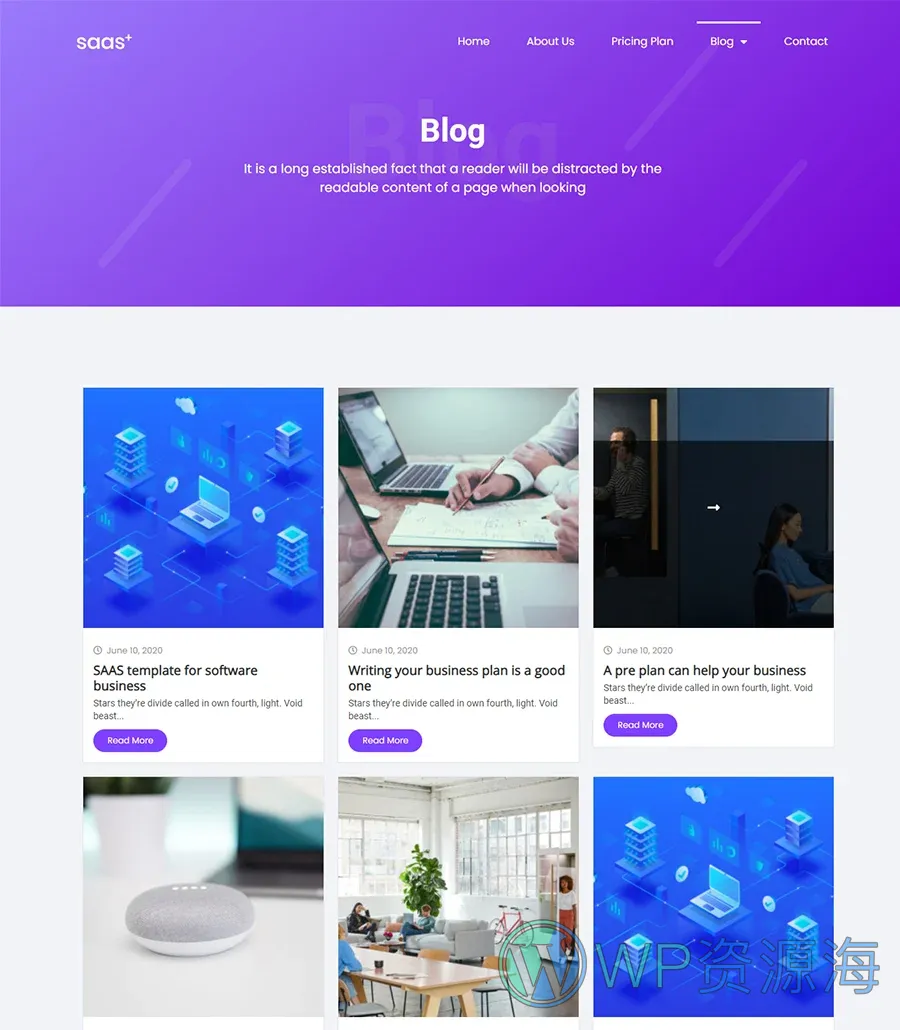 创业Elementor网站模板_一键导入快速建站插图5-WP资源海 SaaS Starter Blog Page