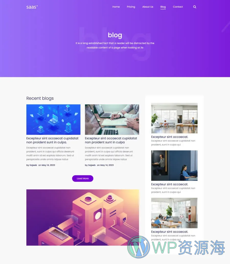 软件产品Gutenberg网站模板_一键导入快速建站插图5-WP资源海 SaaS Starter Blog Page For Gutenberg