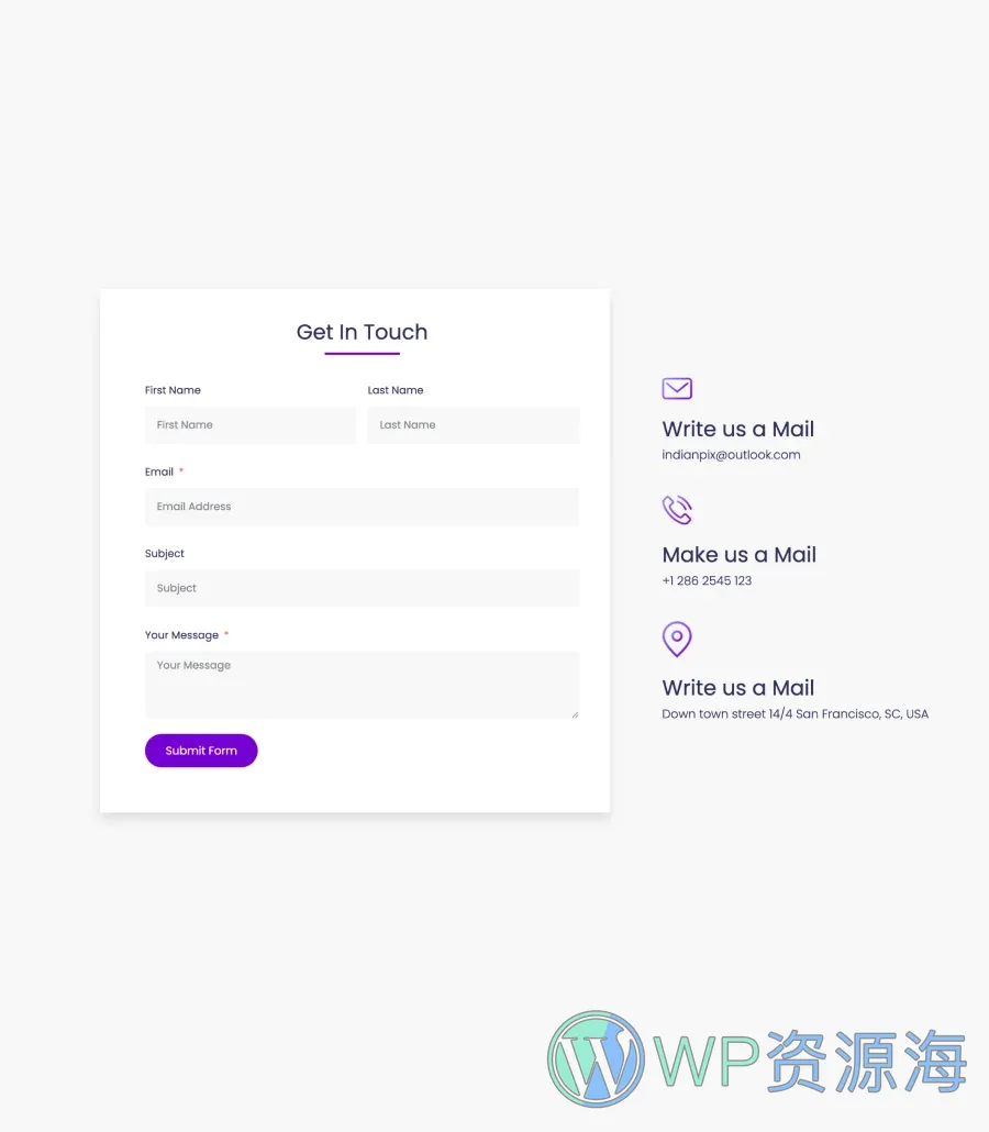 软件产品Gutenberg网站模板_一键导入快速建站插图11-WP资源海 SaaS Starter Contact Section For Gutenberg