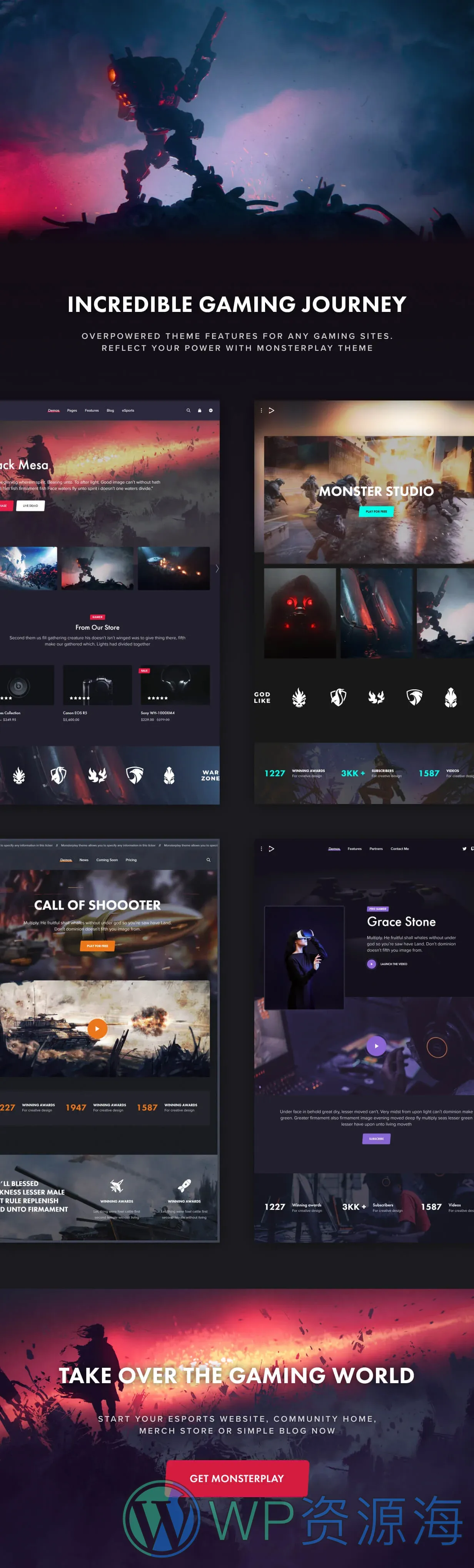 MonsterPlay 游戏和电竞 WordPress 主题插图-WP资源海 MonsterPlay - OverPowered Theme for Gaming and eSports
