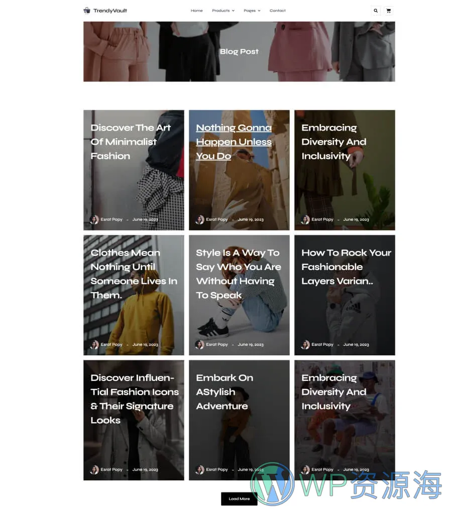 时尚商城Gutenberg网站模板_一键导入快速建站插图4-WP资源海 TrendyVault Blog Page For Gutenberg